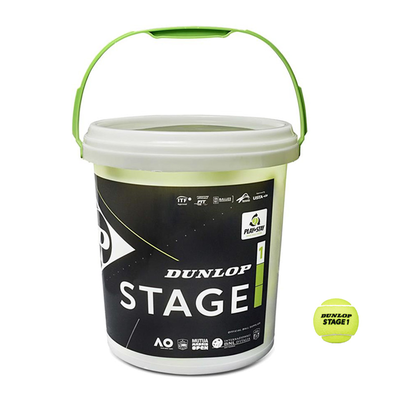 Dunlop Stage 1 (25% Lower) Tennis Balls (Bucket of 60)